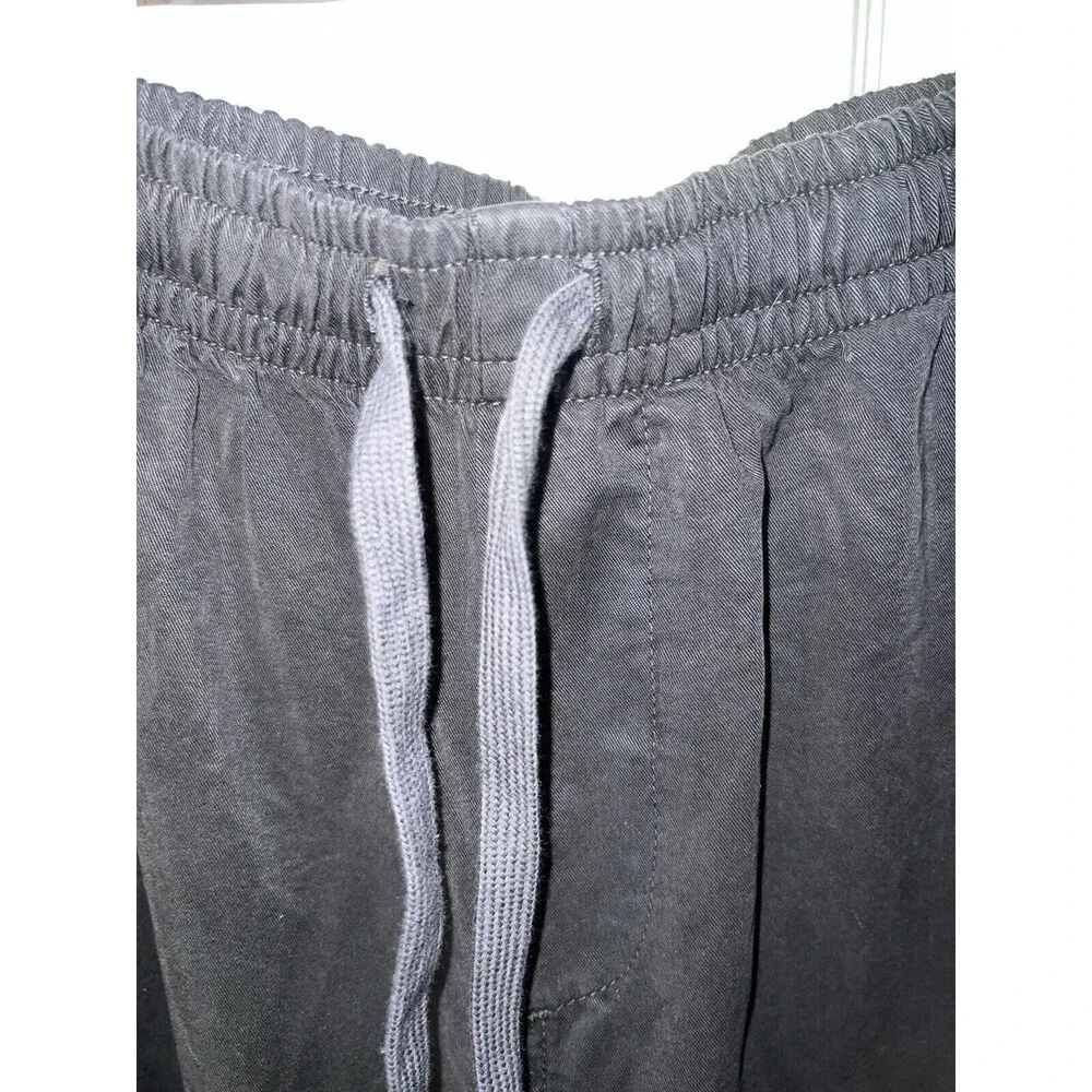 Aerie Womens Baggy Pants L Gray Tie Jogger Elastic Waist High Rise minimal New